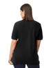 A back view of a black Gildan Hammer adult double pique polo shirt, featuring short sleeves and a relaxed fit.