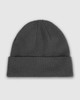 A grey American Apparel watch cap featuring a knitted design and a folded cuff.