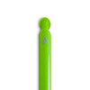 A green gel ink pen with a rounded tip and a logo on its side.