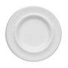 A plain white pet bowl with a deep rim and smooth surface, featuring a simple, unadorned design.