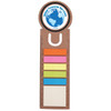 A circular bookmark with a ruler design, featuring colored sticky flags in pink, orange, yellow, green, and white, with a logo.