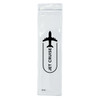 A clear packaging containing a charging cable with a logo featuring an airplane design.