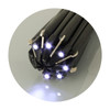 A multi-tool with black casing featuring multiple light elements and a logo. Compact and designed for various tasks.