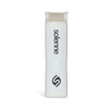 A white mini lint roller with a smooth design and a circular logo at the base.