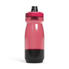 A drink bottle in pink and black with a sporty design and a branded logo on the side.