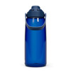 A drink bottle in navy blue with a flip-top lid and a carrying handle. It features a brand logo.