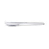 A white Juniper cutlery set spoon with a sleek design, featuring a branded logo.