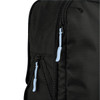 A black packing cube with blue zipper pulls, showcasing a close-up of the zippered compartment.