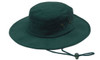 A dark green brushed heavy cotton hat with a wide brim and adjustable drawstring. It features eyelets for ventilation.