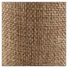 A drink bottle with a textured natural fibre exterior in shades of brown. The bottle features a logo.