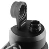 A drink bottle in black featuring a screw-top lid and a wide opening, with a logo on the side.
