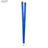 A royal blue polyester lanyard, 20mm wide, featuring a metal clip and branding. Ideal for exhibitions and events.