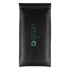 A sleek black PU pouch with a logo printed on the front. Ideal for storing small items.