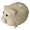 A beige piggy bank made from wheat straw, featuring large, googly eyes and a classic pig design.