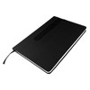 A black Finch Notebook with a sleek cover, elastic band, and ribbon bookmark, featuring a simple design.