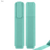 A blue highlighter in a sleek design, featuring a clip and a textured surface, with a logo displayed.