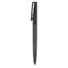 A plastic pen in black with a smooth body and a clip design, featuring a branded logo.