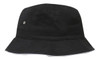 A black bucket hat made from brushed sports twill, featuring a small logo on the side.
