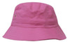 A pink brushed sports twill bucket hat with a wide brim and an eyelet for ventilation.