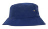 A navy blue bucket hat with a structured brim and small metallic accents. Features a logo on the side.