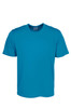 A plain teal micromesh t-shirt for unisex adults, featuring short sleeves and a crew neckline. It has a label inside.