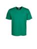 A plain green micromesh t-shirt for unisex adults, featuring short sleeves and a logo on the label.