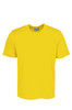 A bright yellow unisex plain micromesh tee shirt with a tag inside and no visible logos.
