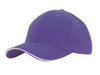 A purple cap with a sandwich trim and a logo on the front. The design features a classic baseball style.