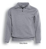 A grey marle unisex 1/2 zip fleece jumper with a pocket and a logo on the front.