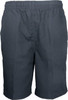 Boys' school shorts in dark grey with an elastic waistband. Features a logo on the front.