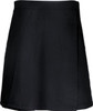 A black girls' school skort featuring a pleated design. The product has a logo on it.