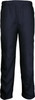 Navy blue kids' school trousers with an elastic waistband and a sleek, straight design. Features a logo.