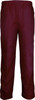 A pair of burgundy school trousers with an elastic waistband, designed for kids. The trousers have a simple, classic style.