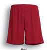Red unisex football shorts featuring an elastic waistband and loose fit, with branding present.