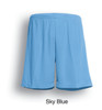 Sky blue unisex adults football shorts with a comfortable fit, featuring an elastic waistband and a logo.
