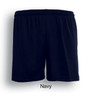 Navy unisex sports shorts with an elastic waistband and a logo. Suitable for various athletic activities.