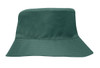 A breathable poly twill infants bucket hat in a deep green shade with a wide brim and a simple design.