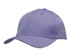 A purple sports cap with a curved visor and a logo on the front panel.