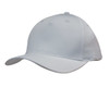 A white sports cap featuring a curved peak and a logo on the side.