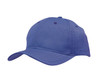 A purple cap featuring breathable poly twill fabric with circle perforations and a logo on the side.