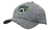 A grey sports cap featuring an embroidered panther logo in green and black.