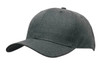 A premium American twill cap in a dark grey colour, featuring a curved brim and an adjustable strap at the back.