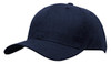 A navy premium twill cap with a curved brim and a logo on the front. The cap features a classic design.