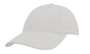 A white youth cap with a curved brim and an adjustable strap at the back. It features a logo on the front.