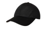 A black sports cap with a textured mesh design, featuring a curved peak and a structured crown, includes a logo.