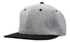 A flannel cap in grey marle with a black brim, featuring a logo on the side.
