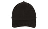 A black cap featuring a brushed cotton front and a mesh back, with a logo present.