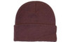 Acrylic beanie in a rich brown colour with a folded cuff, featuring a small logo.