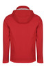A red jacket with a hood, featuring a smooth finish and no visible branding on the back.