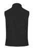 A black men's vest with a high collar, featuring a simple design and no sleeves. It has a branded logo on it.